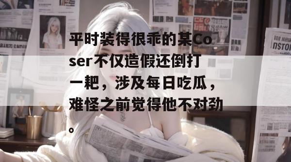 平时装得很乖的某Coser不仅造假还倒打一耙,涉及每日吃瓜,难怪之前觉得他不对劲。 平时装得很乖的某Coser不仅造假还倒打一耙,涉及每日吃瓜,难怪之前觉得他不对劲。